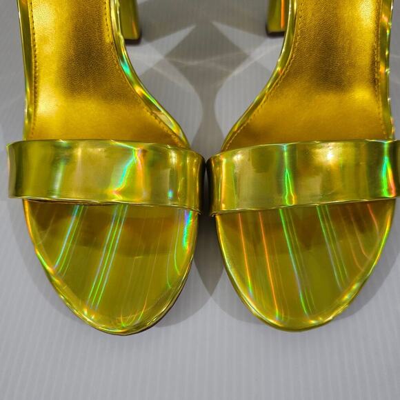 Sam Edelman Yaro Block Heel Sandal Womens 11 Metallic Gold Evening Wedding Party - Picture 5 of 14